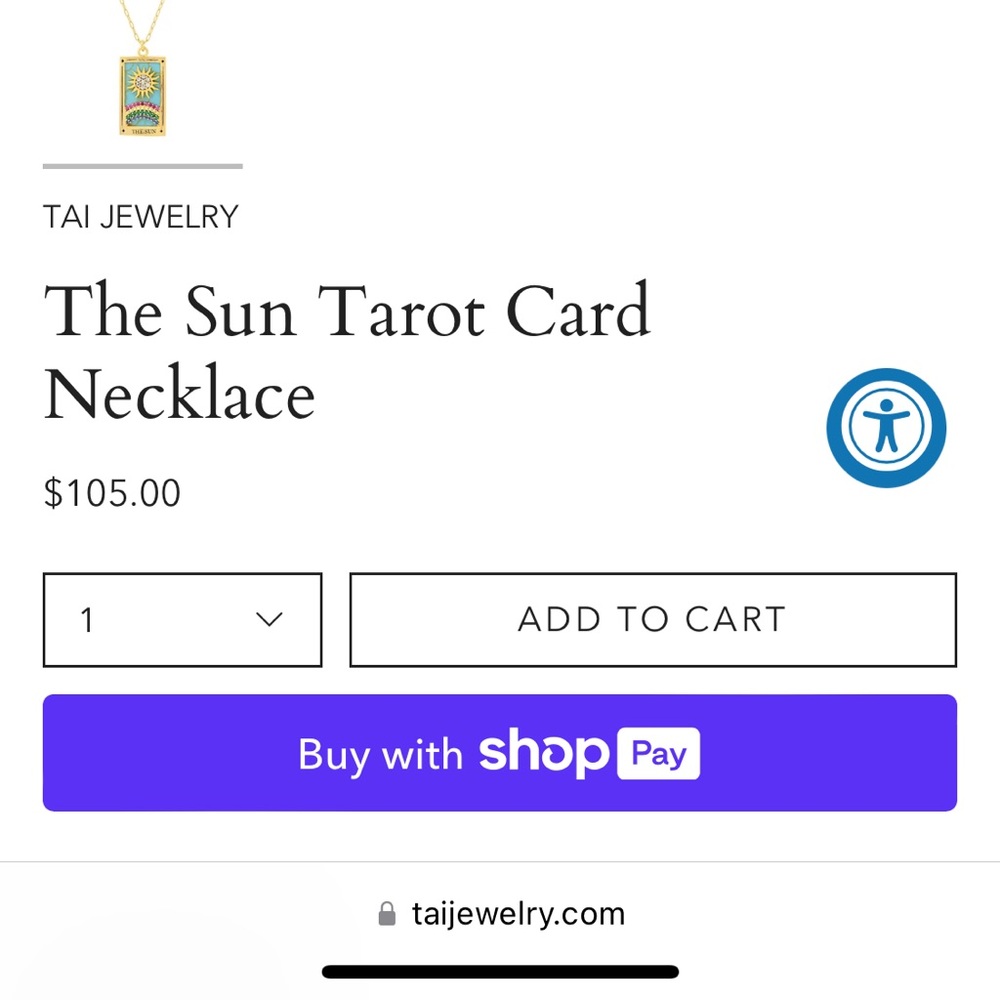 Free People TAI JEWELRY The Sun Tarot Card Necklace Anthropologie - Picture 4 of 4